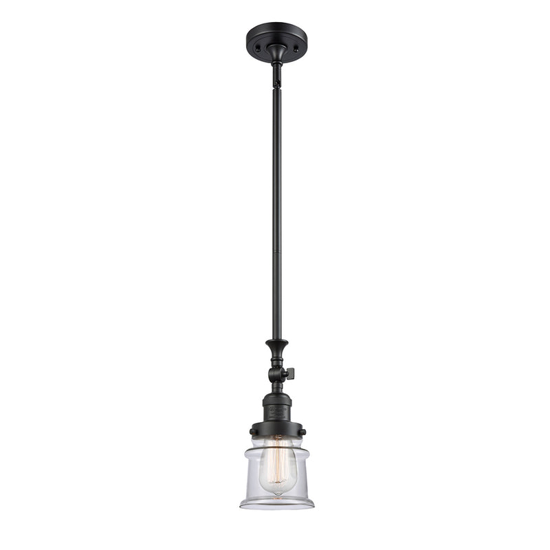 Canton Mini Pendant shown in the Matte Black finish with a Clear shade