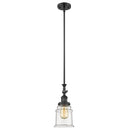 Canton Mini Pendant shown in the Matte Black finish with a Clear shade