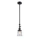 Canton Mini Pendant shown in the Matte Black finish with a Seedy shade