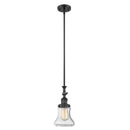 Bellmont Mini Pendant shown in the Matte Black finish with a Seedy shade