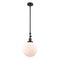 Beacon Mini Pendant shown in the Matte Black finish with a Matte White shade