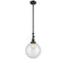 Beacon Mini Pendant shown in the Matte Black finish with a Clear shade