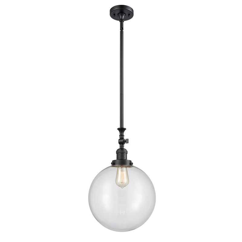 Beacon Mini Pendant shown in the Matte Black finish with a Clear shade