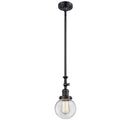 Beacon Mini Pendant shown in the Matte Black finish with a Clear shade