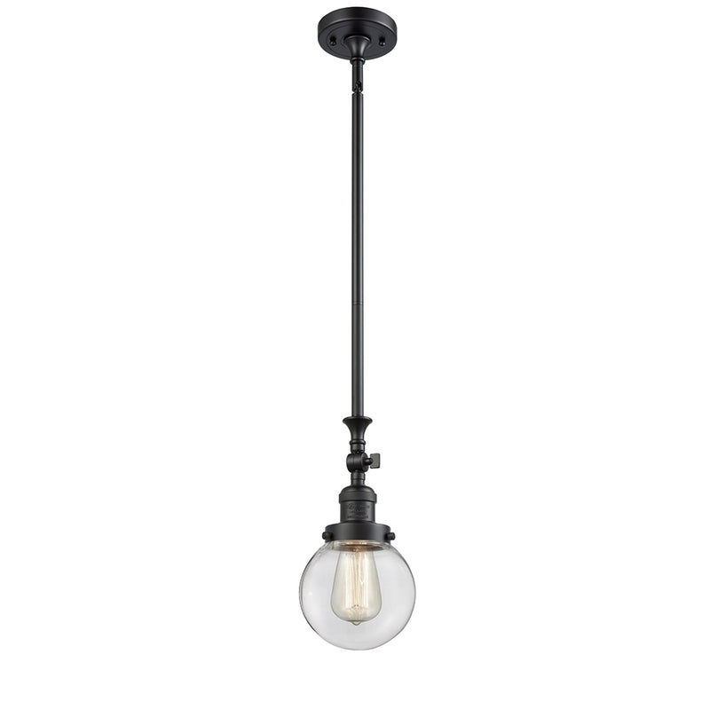 Beacon Mini Pendant shown in the Matte Black finish with a Clear shade