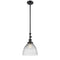 Seneca Falls Mini Pendant shown in the Matte Black finish with a Clear Halophane shade