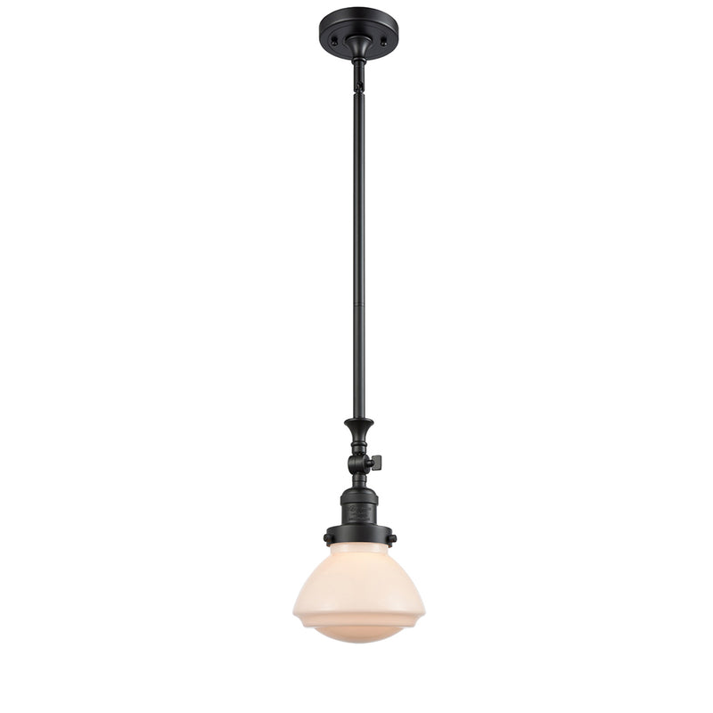 Olean Mini Pendant shown in the Matte Black finish with a Matte White shade