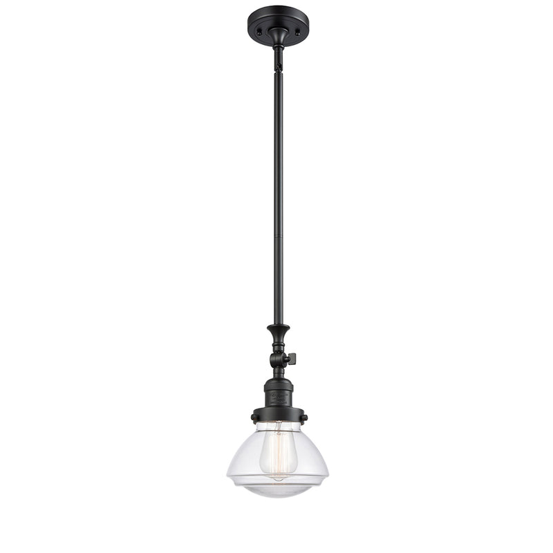 Olean Mini Pendant shown in the Matte Black finish with a Clear shade