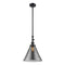 Cone Mini Pendant shown in the Matte Black finish with a Plated Smoke shade