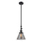 Cone Mini Pendant shown in the Matte Black finish with a Plated Smoke shade