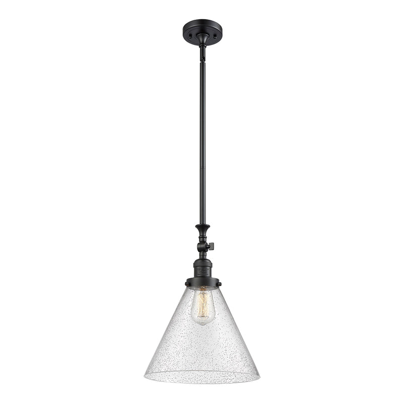 Cone Mini Pendant shown in the Matte Black finish with a Seedy shade