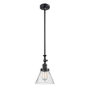 Cone Mini Pendant shown in the Matte Black finish with a Seedy shade