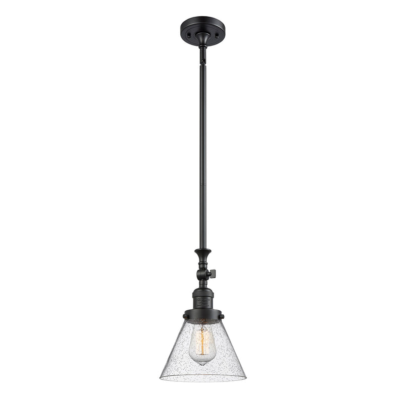 Cone Mini Pendant shown in the Matte Black finish with a Seedy shade