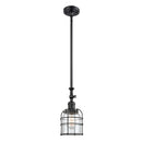 Bell Cage Mini Pendant shown in the Matte Black finish with a Clear shade