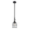 Bell Cage Mini Pendant shown in the Matte Black finish with a Clear shade