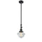 Oxford Mini Pendant shown in the Matte Black finish with a Clear shade