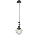 Oxford Mini Pendant shown in the Matte Black finish with a Seedy shade