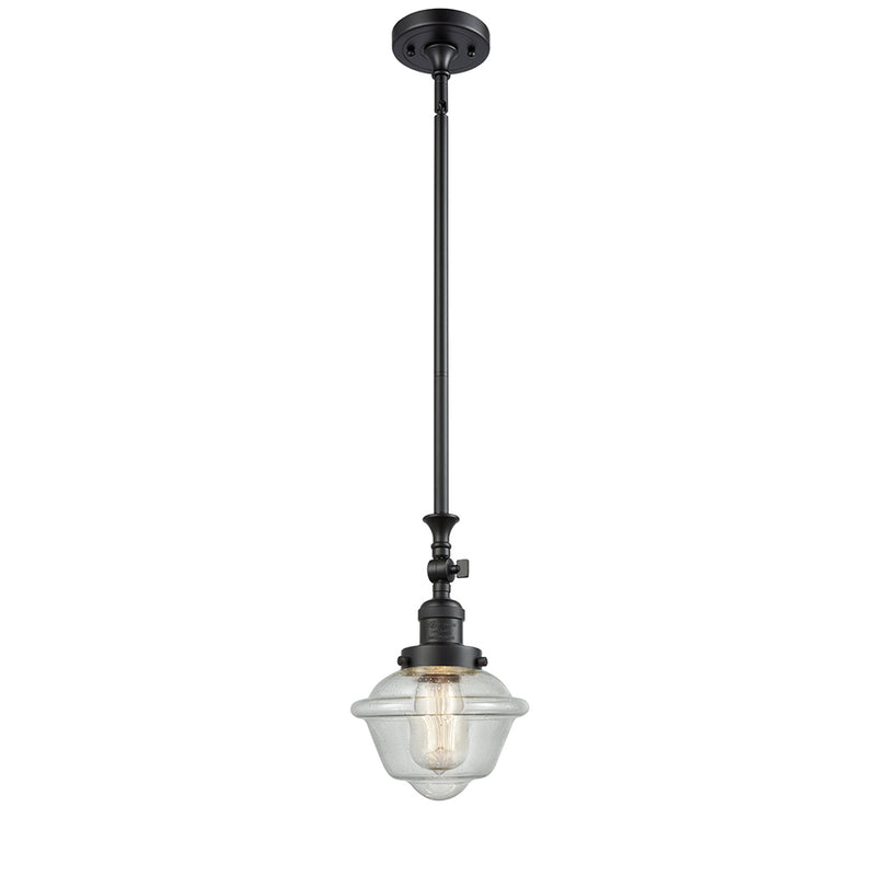 Oxford Mini Pendant shown in the Matte Black finish with a Seedy shade