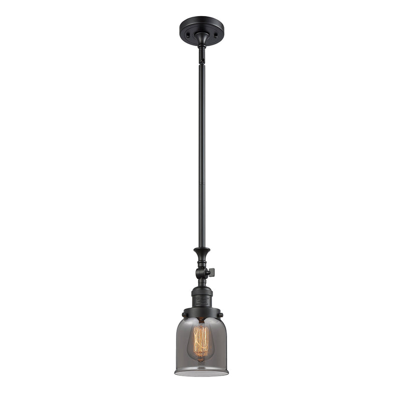 Bell Mini Pendant shown in the Matte Black finish with a Plated Smoke shade