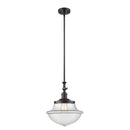 Oxford Mini Pendant shown in the Matte Black finish with a Clear shade