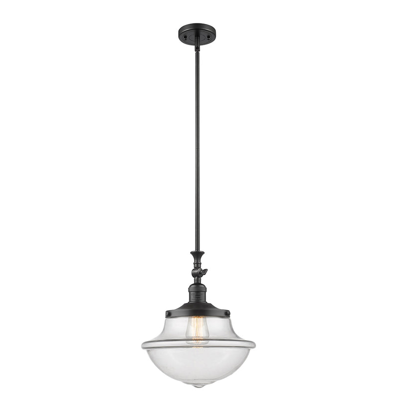 Oxford Mini Pendant shown in the Matte Black finish with a Clear shade