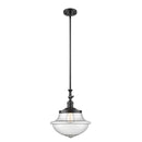 Oxford Mini Pendant shown in the Matte Black finish with a Seedy shade