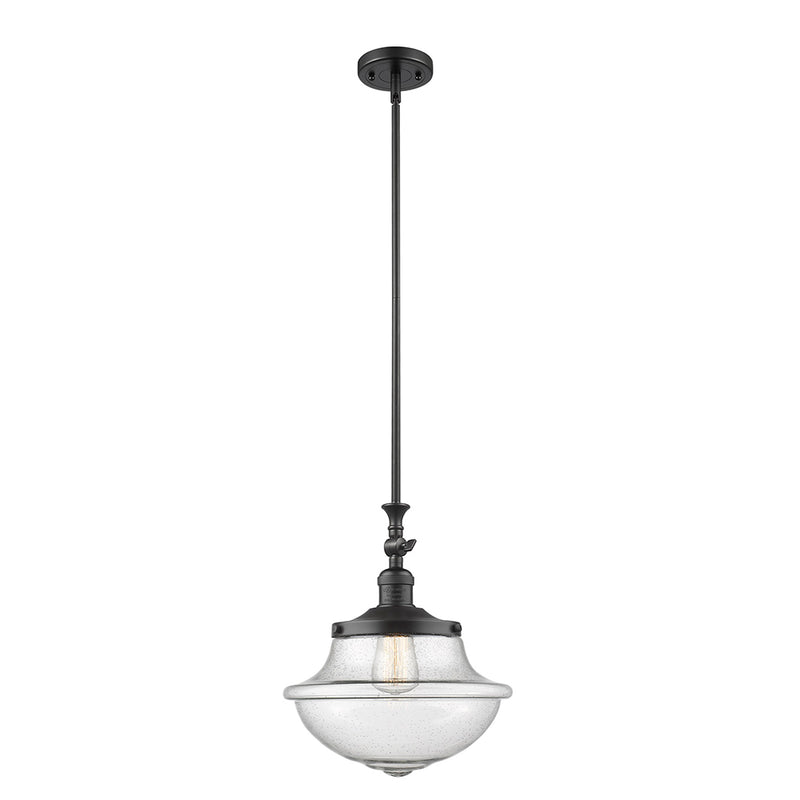 Oxford Mini Pendant shown in the Matte Black finish with a Seedy shade