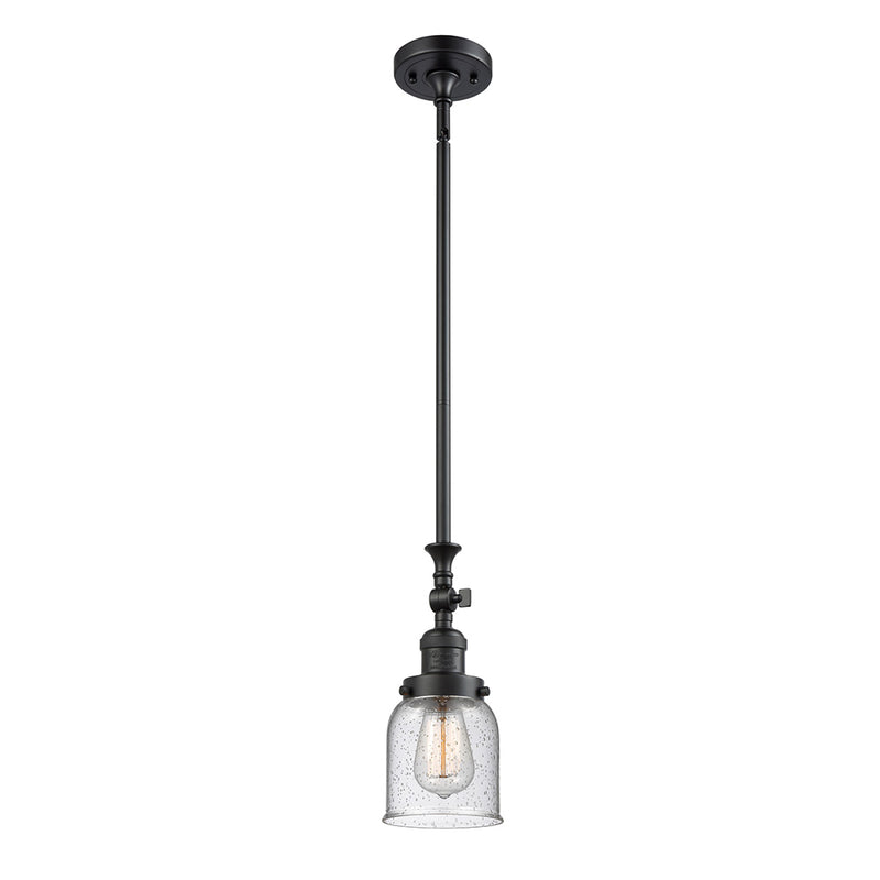 Bell Mini Pendant shown in the Matte Black finish with a Seedy shade