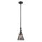 Cone Mini Pendant shown in the Matte Black finish with a Plated Smoke shade