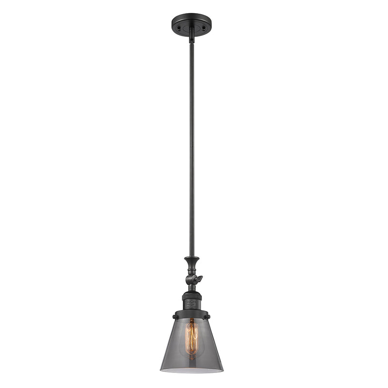 Cone Mini Pendant shown in the Matte Black finish with a Plated Smoke shade