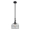 Bell Cage Mini Pendant shown in the Matte Black finish with a Clear shade