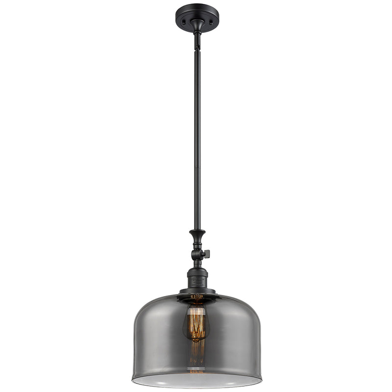 Bell Mini Pendant shown in the Matte Black finish with a Plated Smoke shade