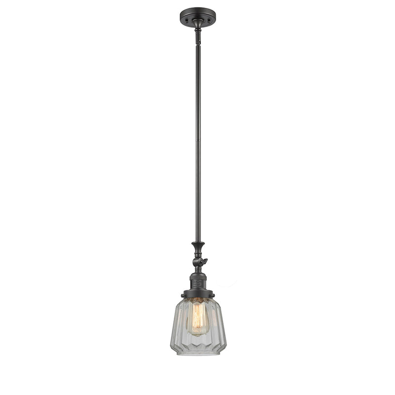 Chatham Mini Pendant shown in the Oil Rubbed Bronze finish with a Clear shade