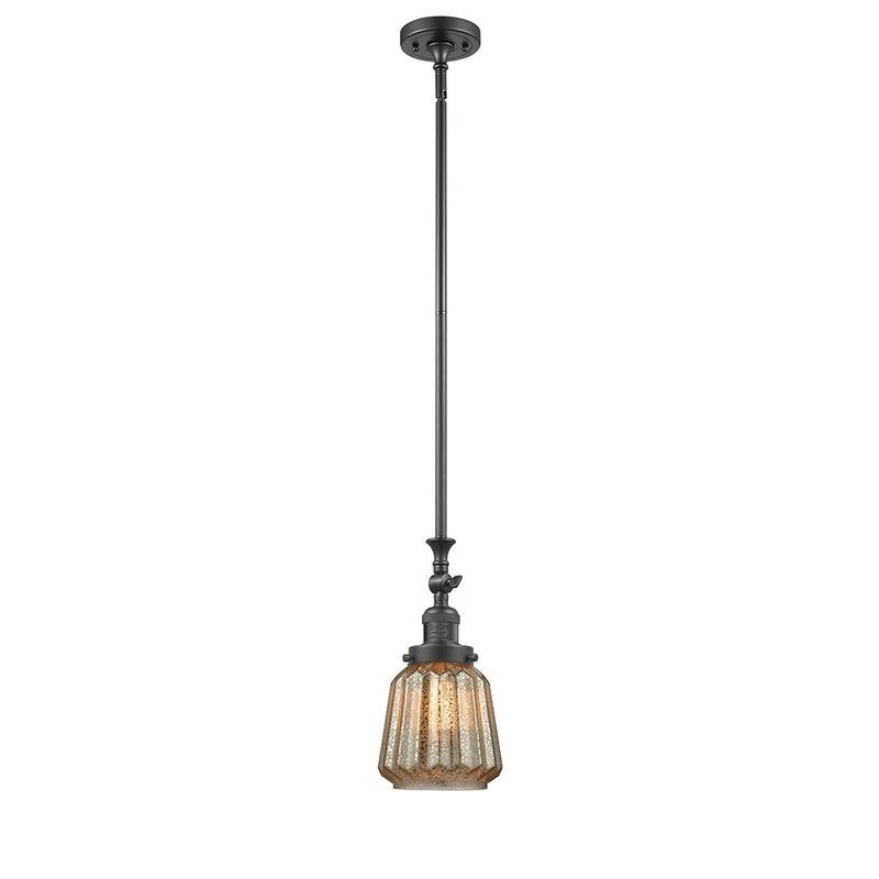 Chatham Mini Pendant shown in the Oil Rubbed Bronze finish with a Mercury shade