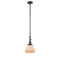 Fulton Mini Pendant shown in the Oil Rubbed Bronze finish with a Matte White shade