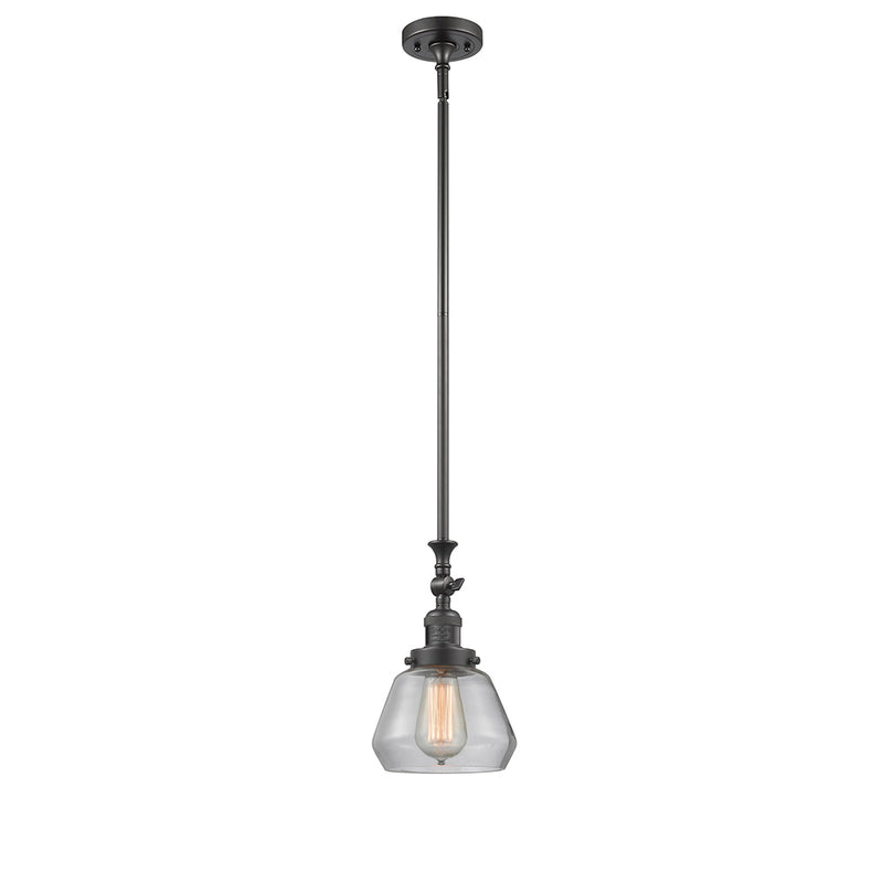 Fulton Mini Pendant shown in the Oil Rubbed Bronze finish with a Clear shade