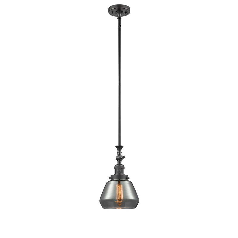 Fulton Mini Pendant shown in the Oil Rubbed Bronze finish with a Plated Smoke shade