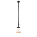 Bellmont Mini Pendant shown in the Oil Rubbed Bronze finish with a Matte White shade