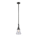 Bellmont Mini Pendant shown in the Oil Rubbed Bronze finish with a Seedy shade