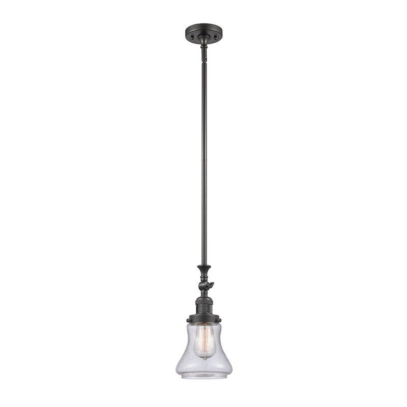 Bellmont Mini Pendant shown in the Oil Rubbed Bronze finish with a Seedy shade