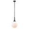 Beacon Mini Pendant shown in the Oil Rubbed Bronze finish with a Matte White shade