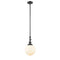 Beacon Mini Pendant shown in the Oil Rubbed Bronze finish with a Matte White shade