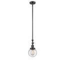 Beacon Mini Pendant shown in the Oil Rubbed Bronze finish with a Seedy shade