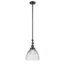 Seneca Falls Mini Pendant shown in the Oil Rubbed Bronze finish with a Clear Halophane shade