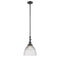 Seneca Falls Mini Pendant shown in the Oil Rubbed Bronze finish with a Clear Halophane shade