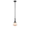 Olean Mini Pendant shown in the Oil Rubbed Bronze finish with a Matte White shade