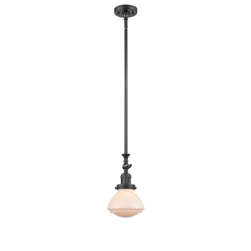 Olean Mini Pendant shown in the Oil Rubbed Bronze finish with a Matte White shade