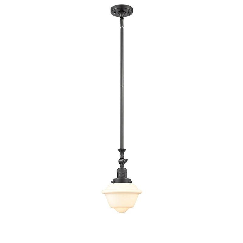 Oxford Mini Pendant shown in the Oil Rubbed Bronze finish with a Matte White shade