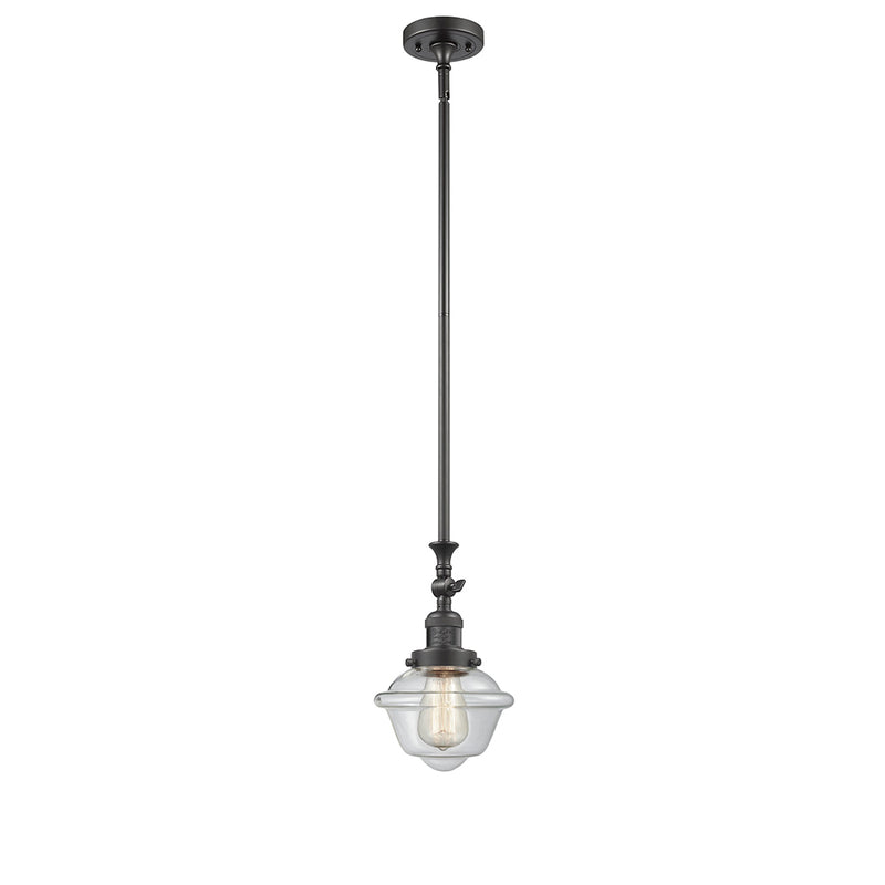 Oxford Mini Pendant shown in the Oil Rubbed Bronze finish with a Clear shade