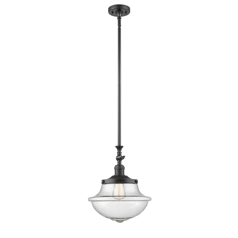 Oxford Mini Pendant shown in the Oil Rubbed Bronze finish with a Seedy shade